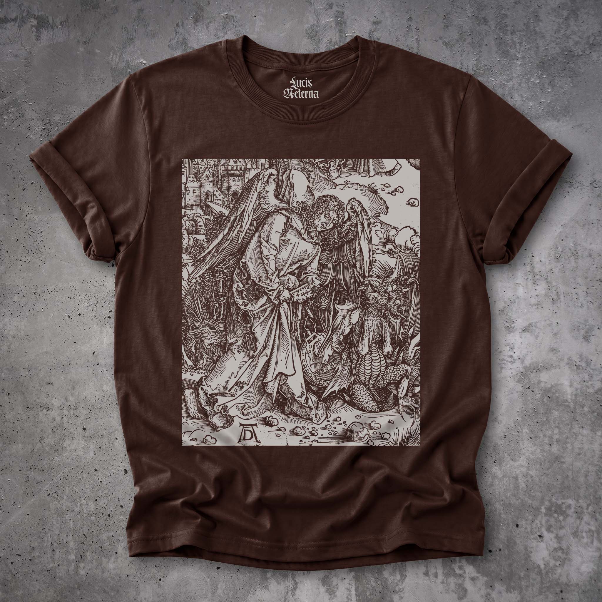 The Angel with the Key to Bottomless Pit 1511 | Dürer Apocalypse Woodcut Detail - Gothic Occult T-Shirt - Image 5