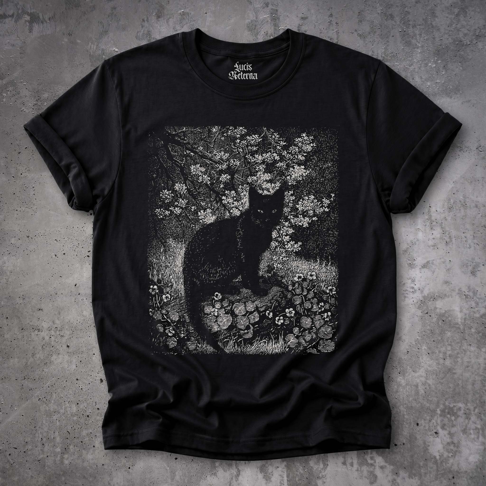 Lionel Lindsay Black Cat Tee | The Witch | Gothic Garden Illustration - Unisex T-shirt - Image 3