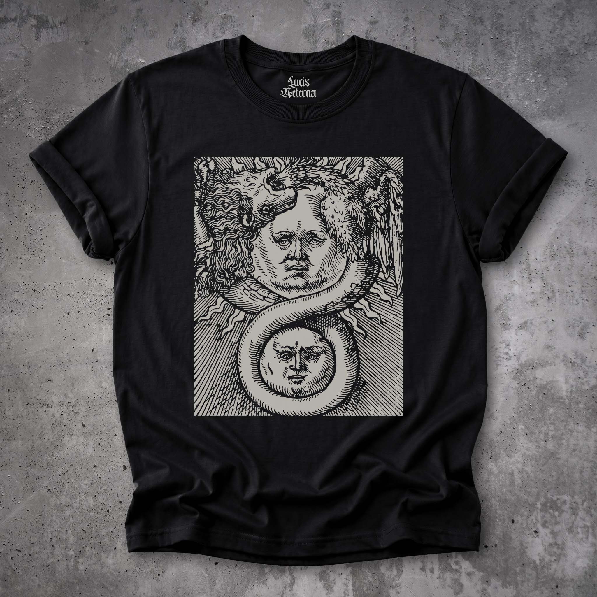Ouroboros Shirt | Hermetic Sun and Moon Alchemy Art Tee | Basil Valentine's Azoth (1613) - Unisex T-shirt