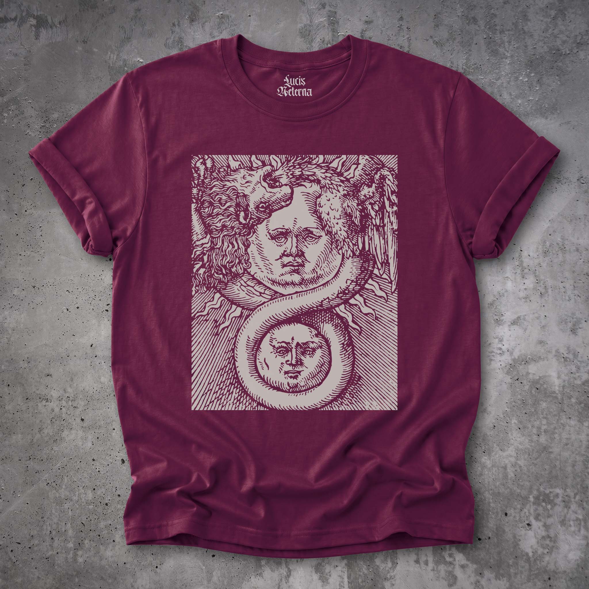 Ouroboros Shirt | Hermetic Sun and Moon Alchemy Art Tee | Basil Valentine's Azoth (1613) - Unisex T-shirt - Image 4