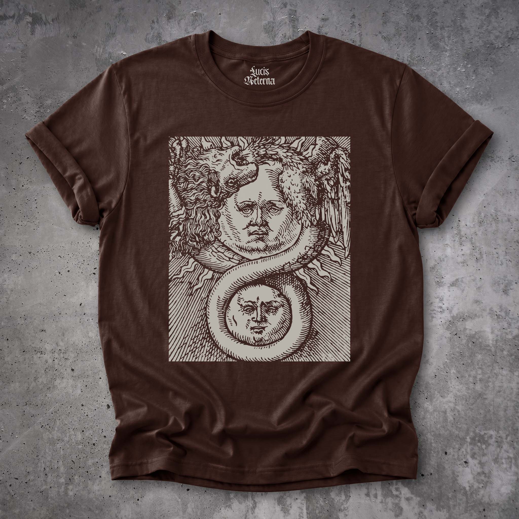Ouroboros Shirt | Hermetic Sun and Moon Alchemy Art Tee | Basil Valentine's Azoth (1613) - Unisex T-shirt - Image 7